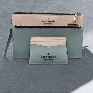 Kate Spade Tan and Green Cardholder